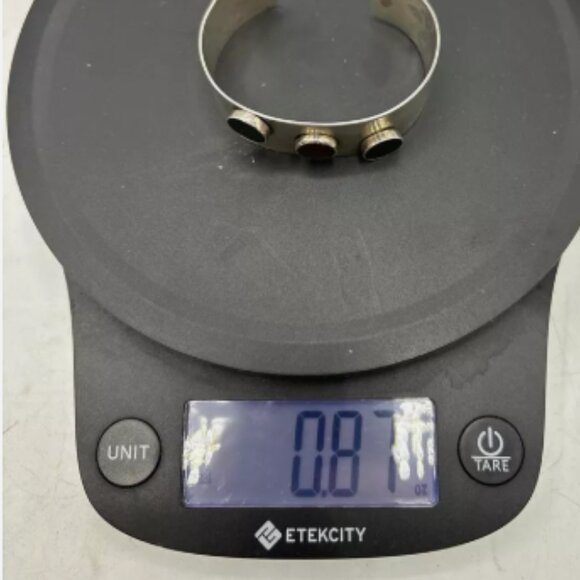 Sterling Silver Three Color Round Stone Cuff Bracelet Modernist Navajo Signed - Picture 8 of 9